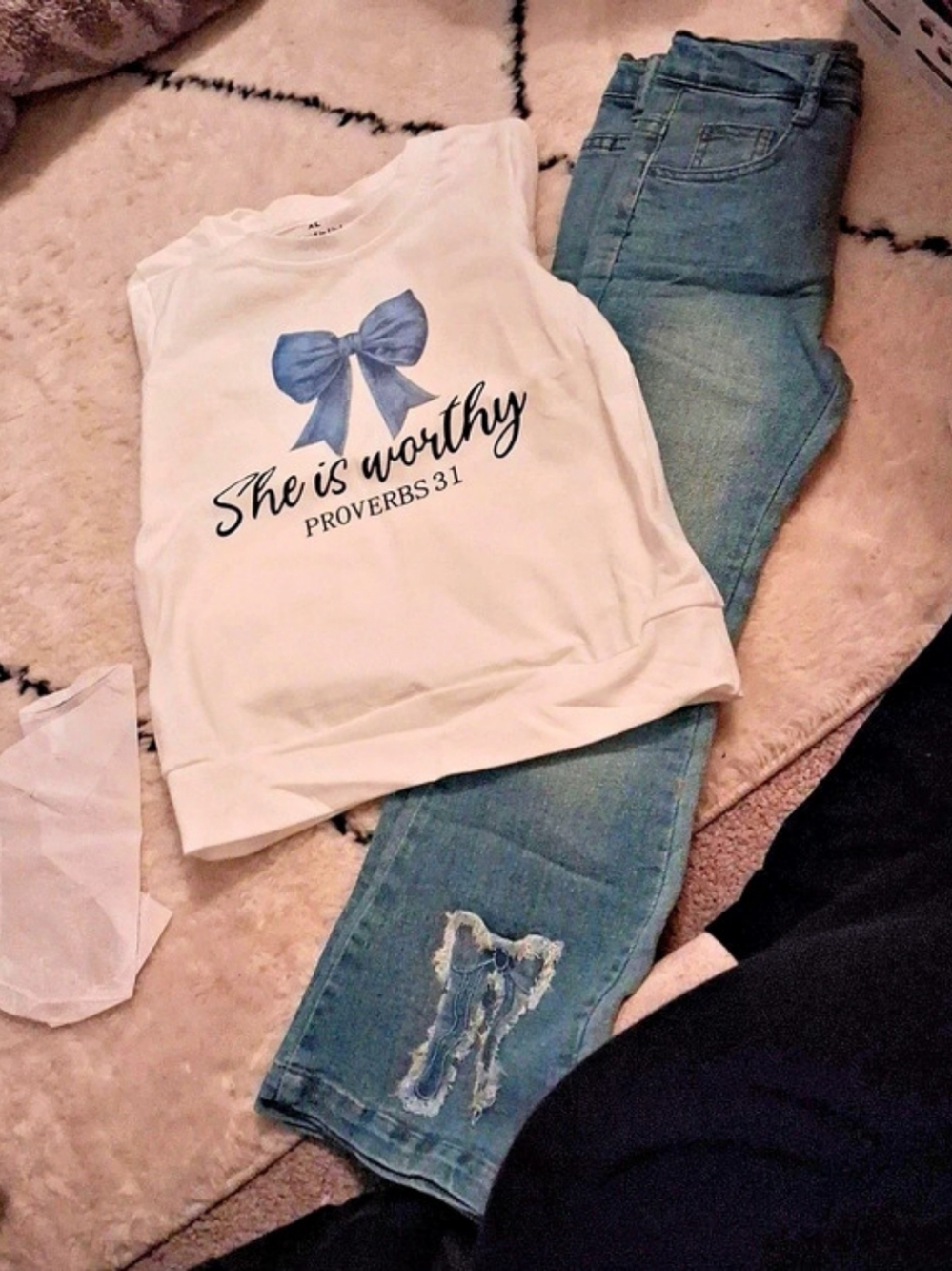 Girls Graphic Top & Flare Jeans Set